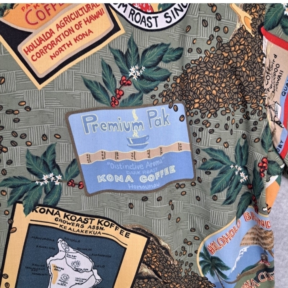 Vntg Reyn Spooner Men's M 90's Y2k Kona Coffee Hawaiian Aloha All Over Print - Picture 10 of 14